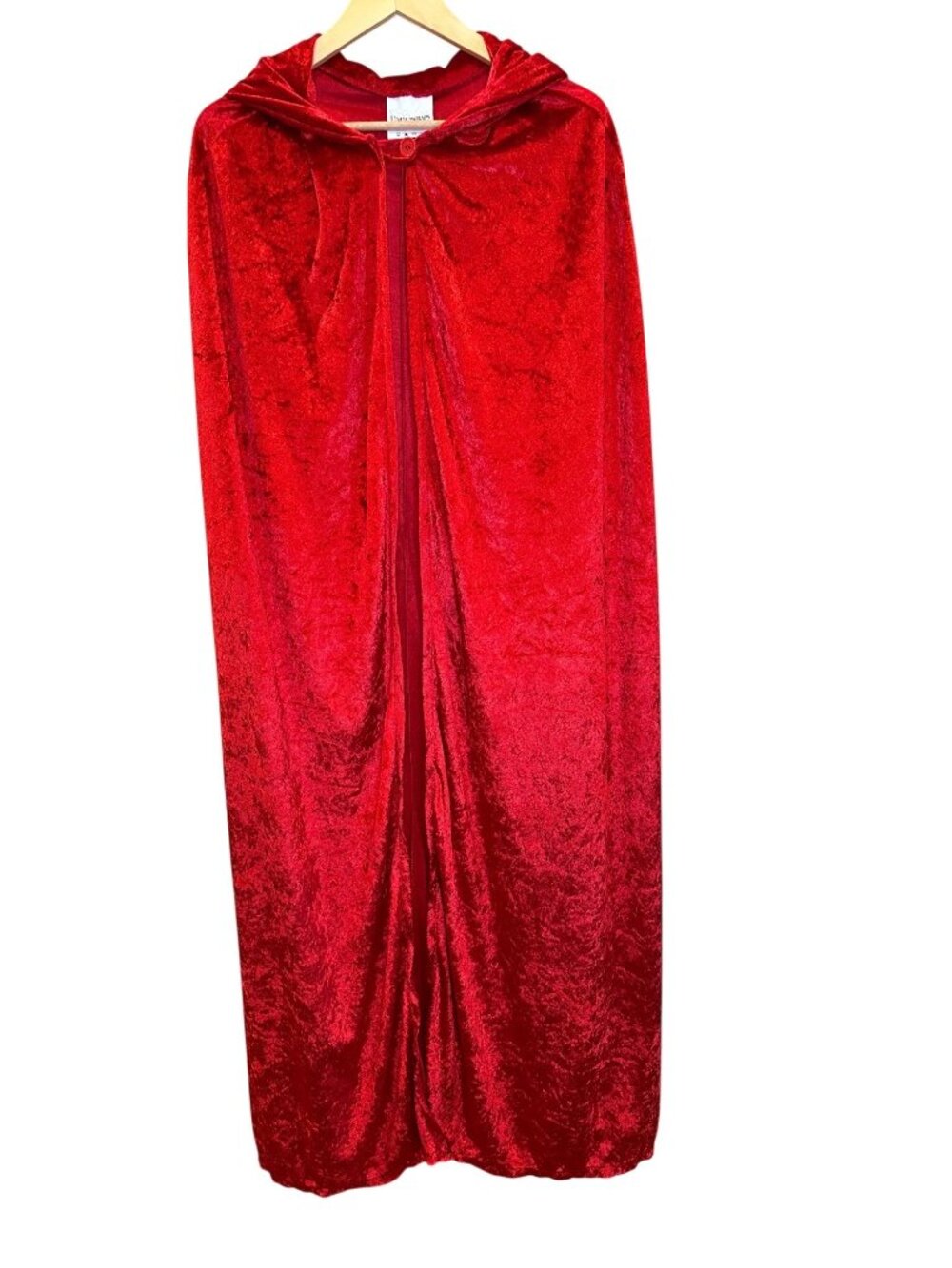Velour Velvet Hooded Long Halloween Cape Cloak Costume OS Button Neck Unisex